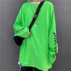 Long-sleeve Lettering Round Neck Top