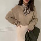 Round-neck Wool Blend Sweater Beige - One Size