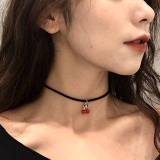 Cherry Pendant Choker 1 Pc - Cherry Necklace - One Size