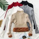 Brushed Fleece-lined Mock-neck Knit Top