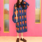 Carrot Pattern Midi Sweater Dress