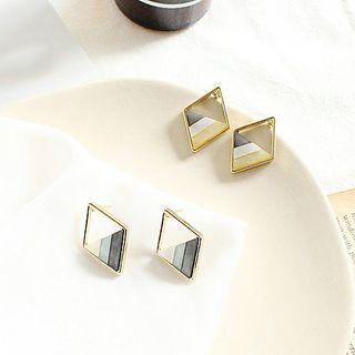 Panel Rhombus Earring 1 Pair - Yellow - One Size