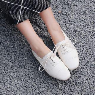 Block Heel Genuine Leather Oxfords