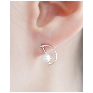Faux-pearl D-shape Earrings
