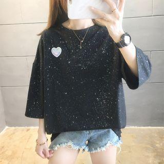 3/4-sleeve Heart Accent T-shirt