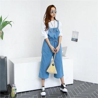 Drawstring-waist Denim Jumpsuit