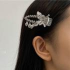 Butterfly Heart Alloy Hair Clip Silver - One Size