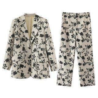 Floral Blazer / Straight Leg Dress Pants