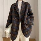 Plaid Mock Wool Double-breasted Coat