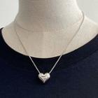 Heart Pendant Alloy Necklace Love Heart - Silver - One Size