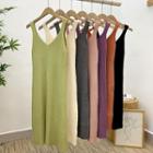 Spaghetti Strap Knit Midi Shift Dress