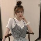 Mock Two-piece Short-sleeve Twist-front T-shirt
