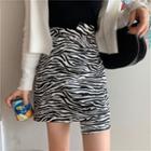 Irregular Zebra Print A-line Mini Skirt