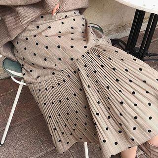 Dotted Plaid Midi A-line Skirt