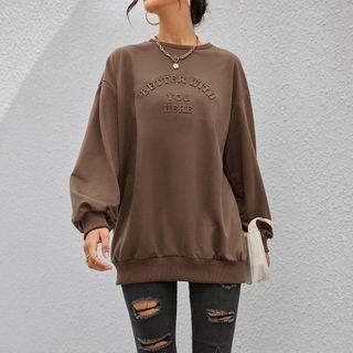 Lettering Plain Loose-fit Sweatshirt