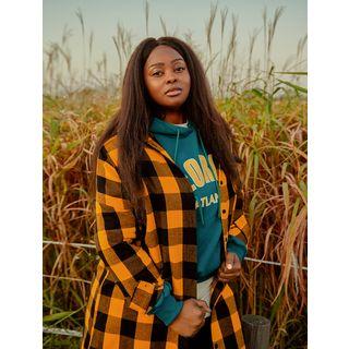 Flap-pocket Checked Long Shirt