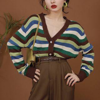 Striped Cardigan Brown - One Size