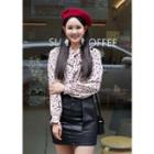 Tie-neck Capelet Floral Blouse Pink - One Size