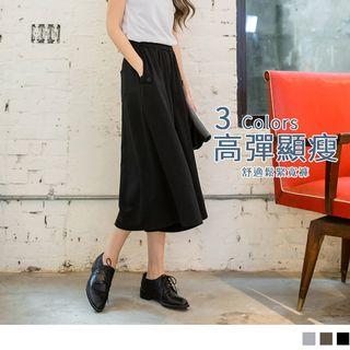 Cropped Elasticized Waist Wide-leg Pants