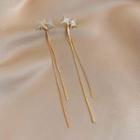 Star Rhinestone Fringed Earring 1 Pair - Silver Needle - Gold - One Size