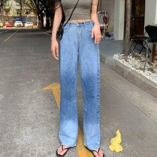Straight-fit Faded Jeans