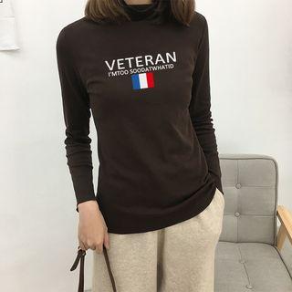 Turtleneck Printed Long Sleeve T-shirt