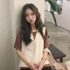Contrast Trim Short-sleeve T-shirt / V-neck Vest