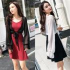 Set: Light Jacket + Spaghetti Strap Mini Dress