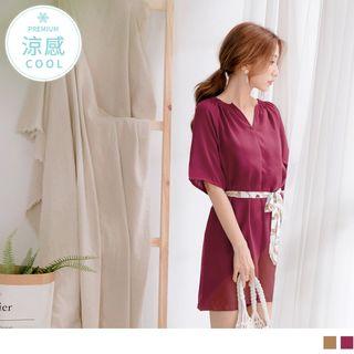 Tie-waist V-neck Chiffon Playsuit