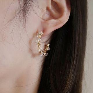 Sterling Silver Open Hoop Earring 1 Pair - Gold & White - One Size