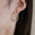 Sterling Silver Open Hoop Earring 1 Pair - Gold & White - One Size
