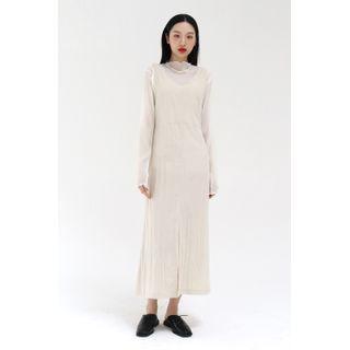 Reversible Slit Maxi Overall Dress Beige - One Size