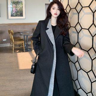 Mock Two Piece Plaid Coat As Shown In Figure - One Size