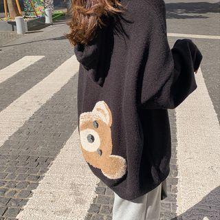 Cartoon Bear Hooded Knit Top