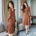 Set: Tie-back Sweater + A-line Knit Skirt