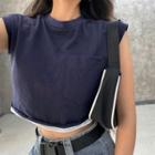 Mock Two-piece Cropped Sleeveless Top