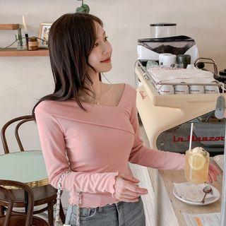 Asymmetric Fold-over Crop Top