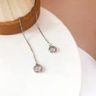 Rhinestone Circle Threader Earring 1 Pair - Silver - One Size