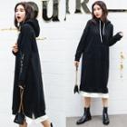 Lettering Mock Two Piece Midi Hoodie Dress
