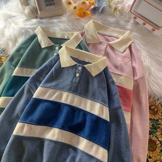 Couple Matching Striped Collar Sweatshirt
