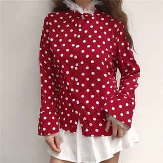 Ruffle Trim Dotted Blouse