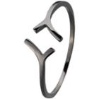 Geometric Sterling Silver Open Ring Black - One Size