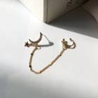 Rhinestone Moon Chained Ear Cuff Single - Gold - One Size