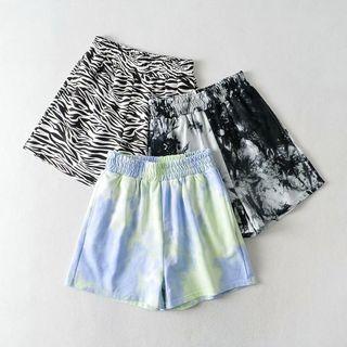 Print High-waist Wide-leg Shorts