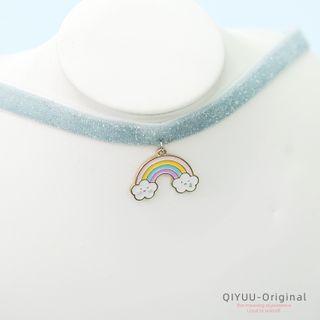 Alloy Rainbow Pendant Choker Light Grayish Blue - One Size