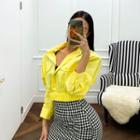 Banded-hem Cropped Coated Jacket
