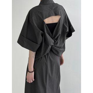 Knot-back Cutout Shirt
