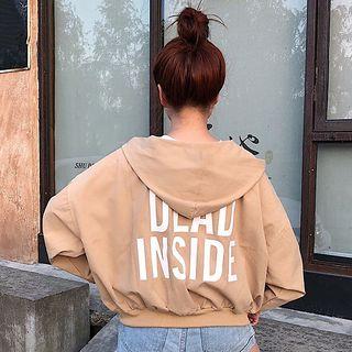 Lettering Cropped Zip Hoodie
