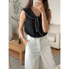 Sleeveless Tie Sailor-collar Top