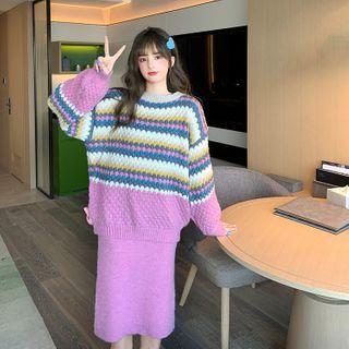 Striped Sweater / Knit Skirt